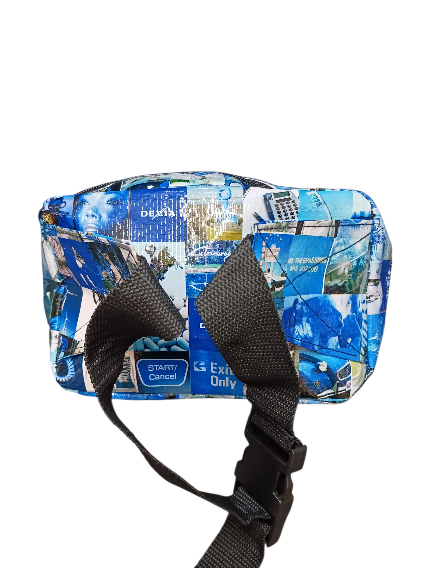Witzige Bauchtasche in Blautönen mit Print neu