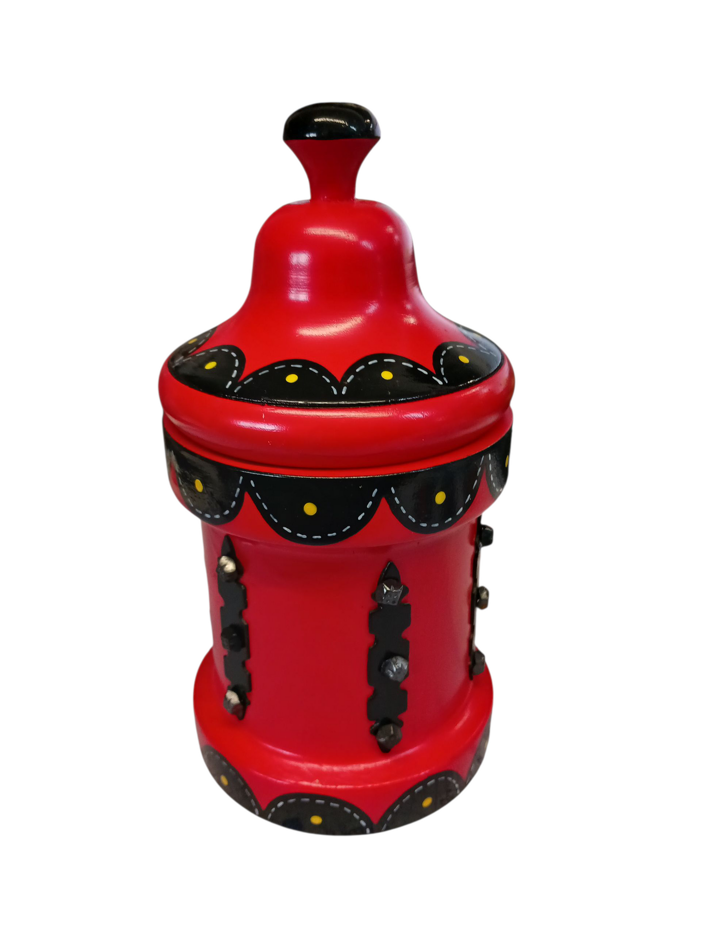 Holzdose rot mit Ornamenten neu