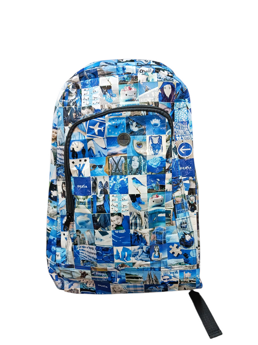 Witziger Rucksack mit Print in Blautönen