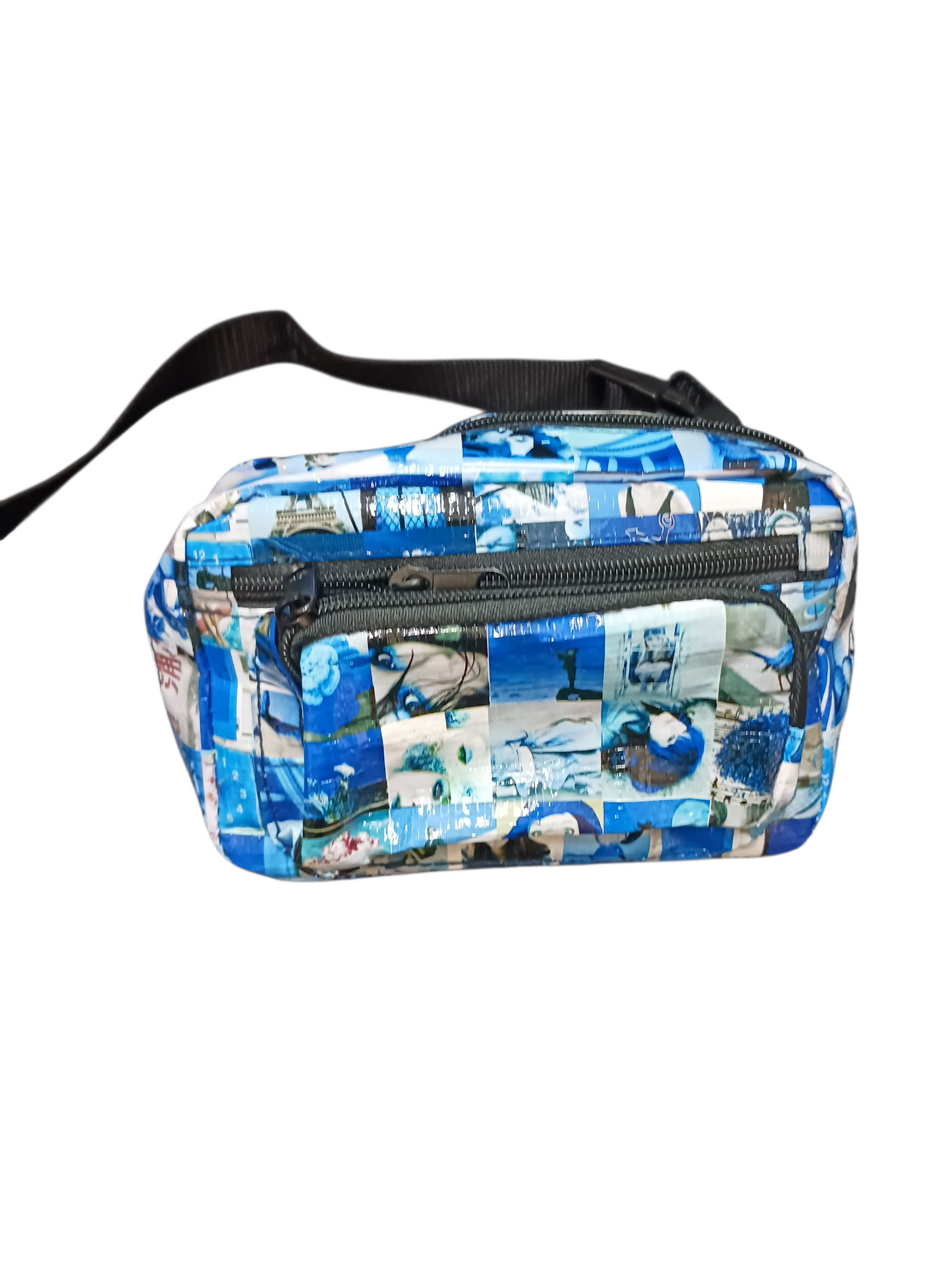 Witzige Bauchtasche in Blautönen mit Print neu
